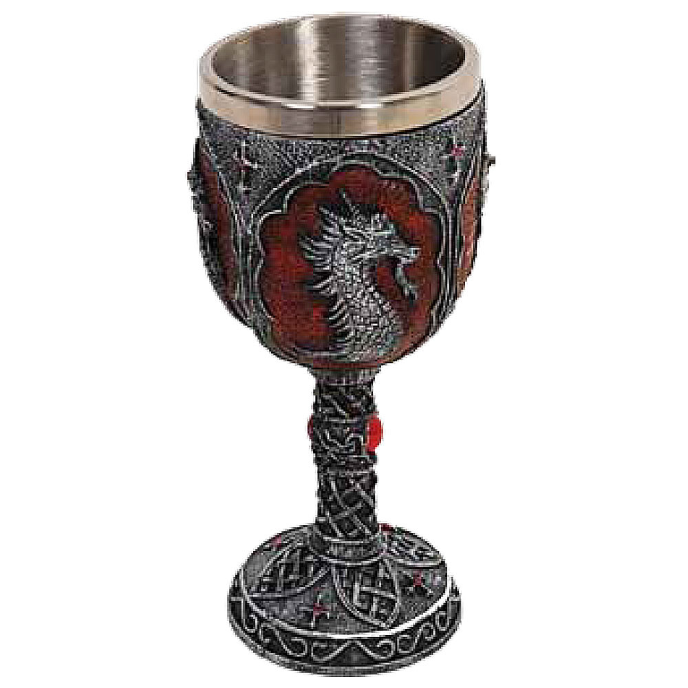 Fantasy Medievale Calice Drago e Croci (18 cm.)
