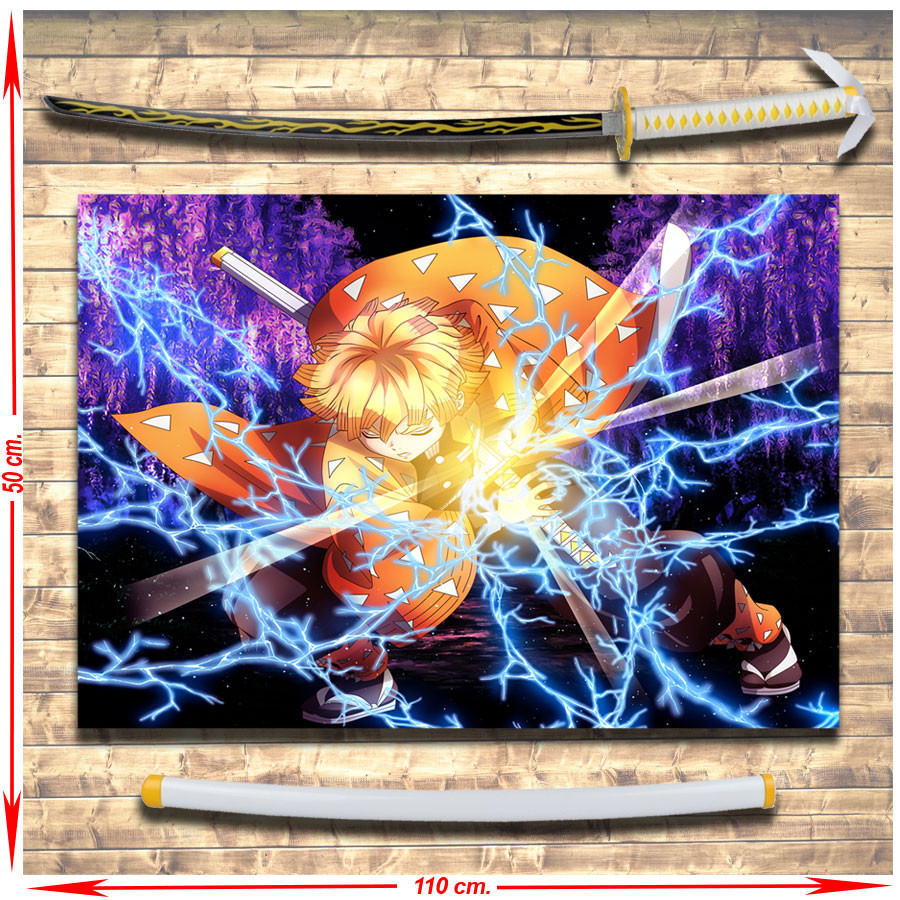 Demon Slayer Zenitsu Agatsuma Stendardo + Pacchetto Katana