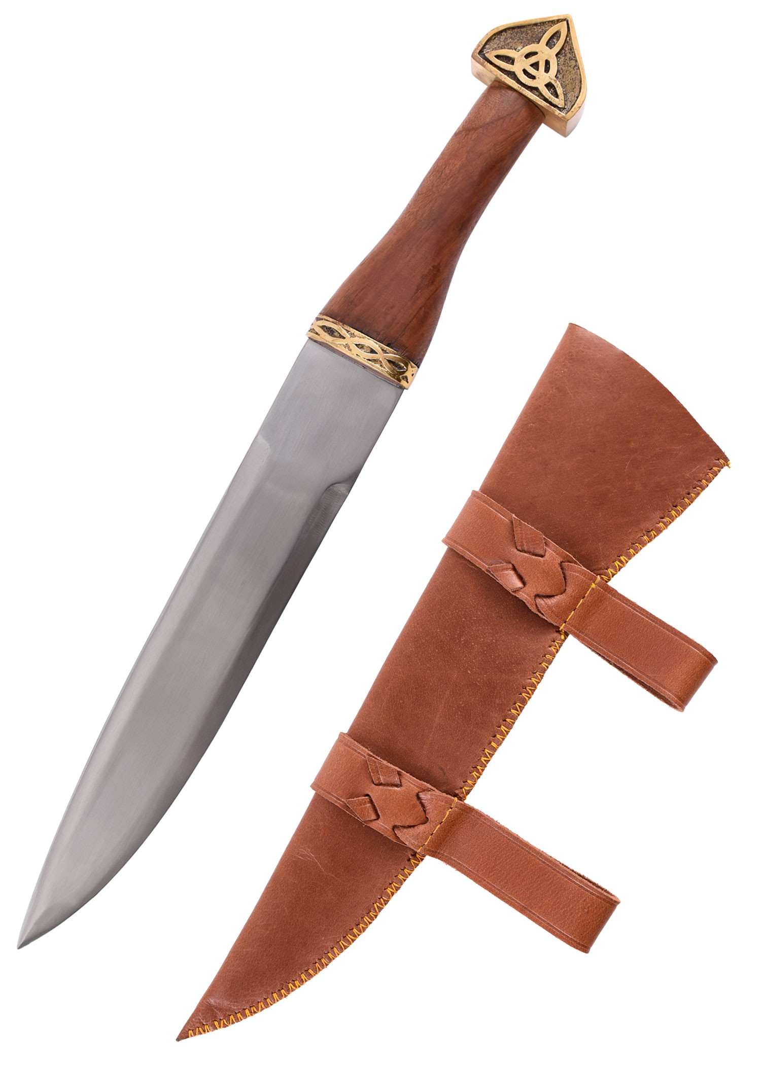 Pugnale vichingo Seax, con fodero in cuoio (49 cm.)