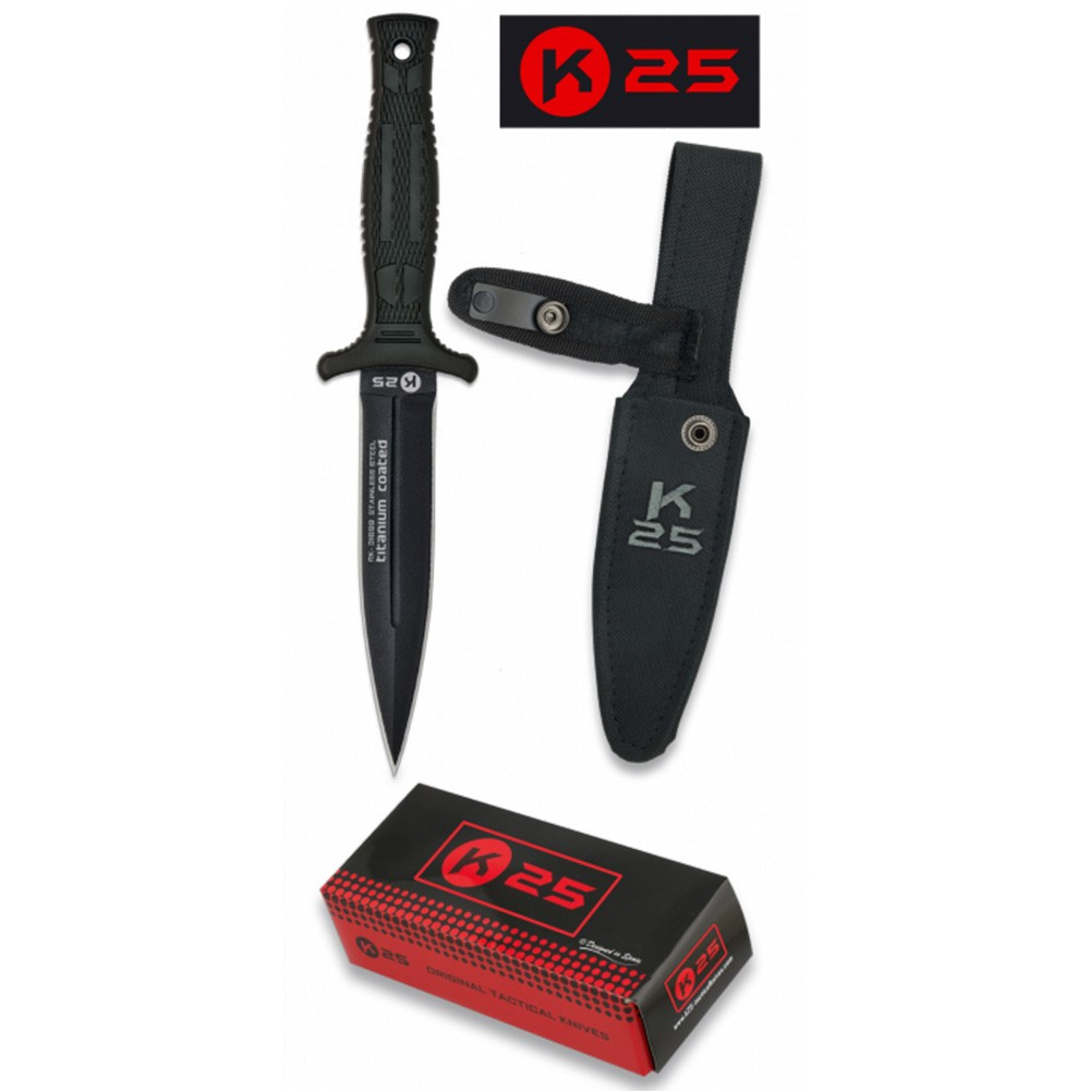 Coltello tattico lama in acciaio rivestita in titanio (23 cm.)