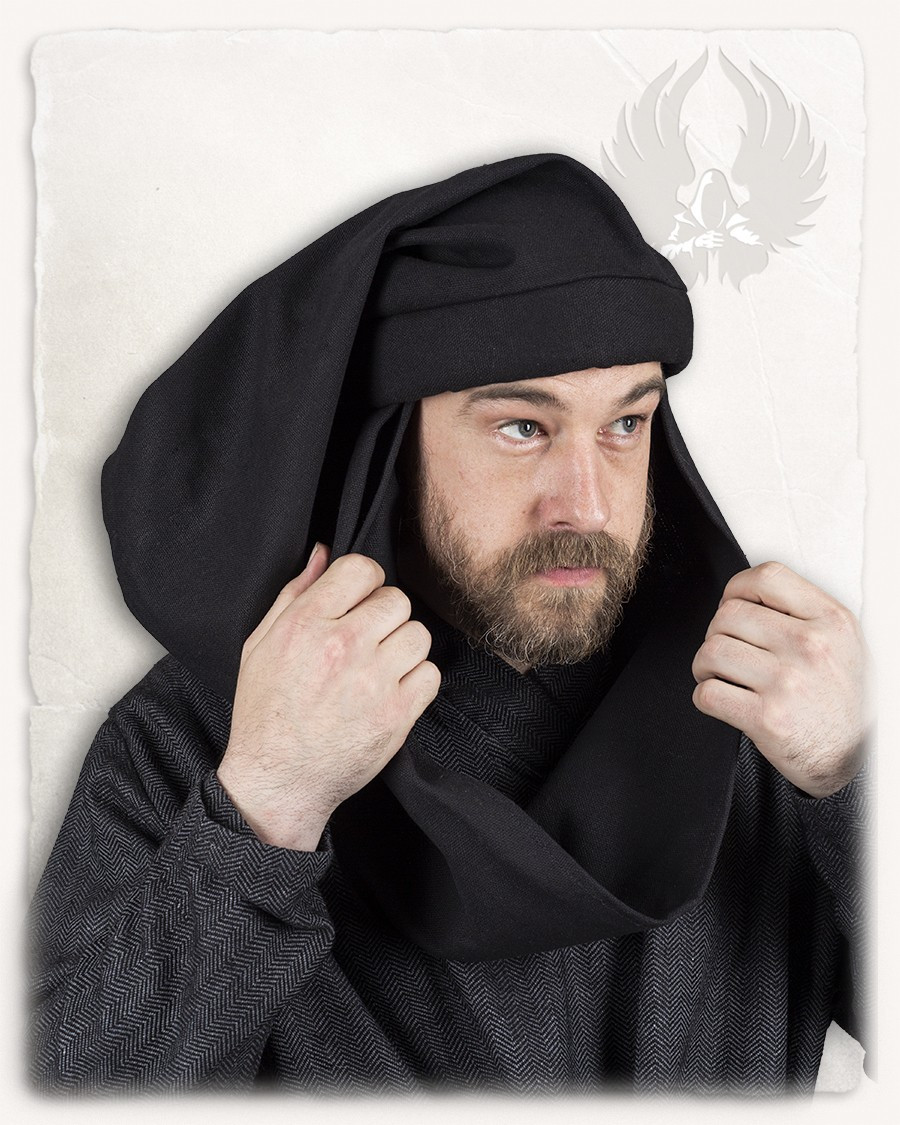 Cappello unisex medievale Rafael in cotone, colore nero