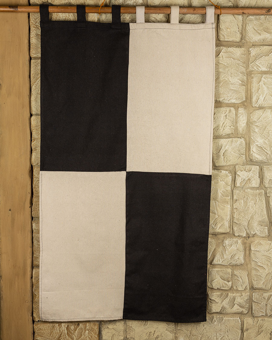 Striscione in quarti di cotone pesante 160 x 75 cm. (nero-crema)