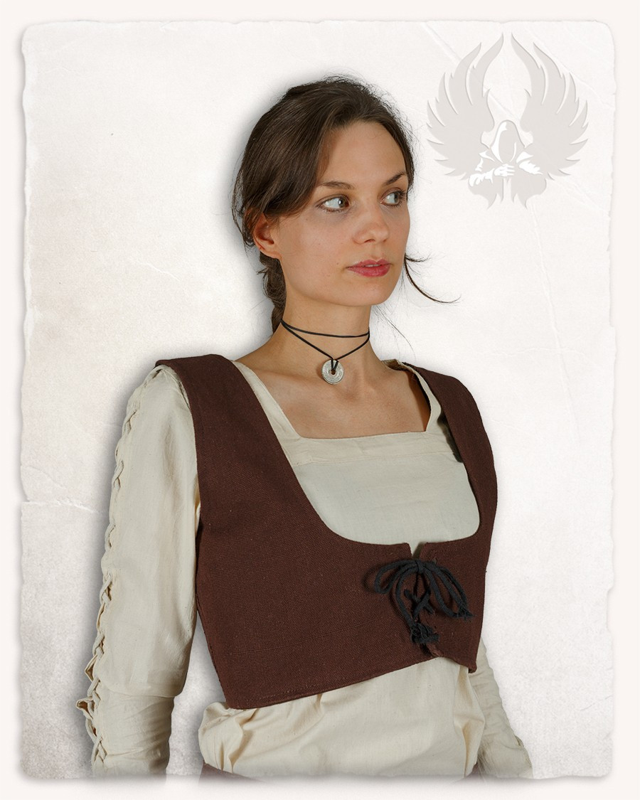 Corpetto medievale in cotone marrone modello Annabelle