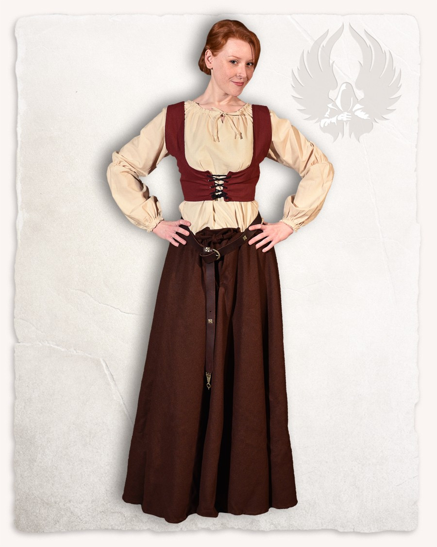 Corpetto medievale in cotone bordeaux modello Annabelle