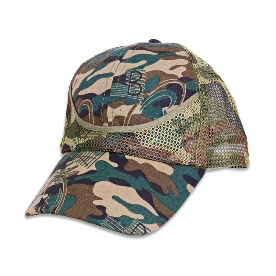 Cappellino mimetico verde mimetico, regolabile con griglia