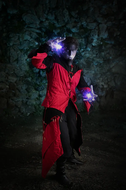 Costume da Elfo Oscuro Night Charm (rosso-nero)