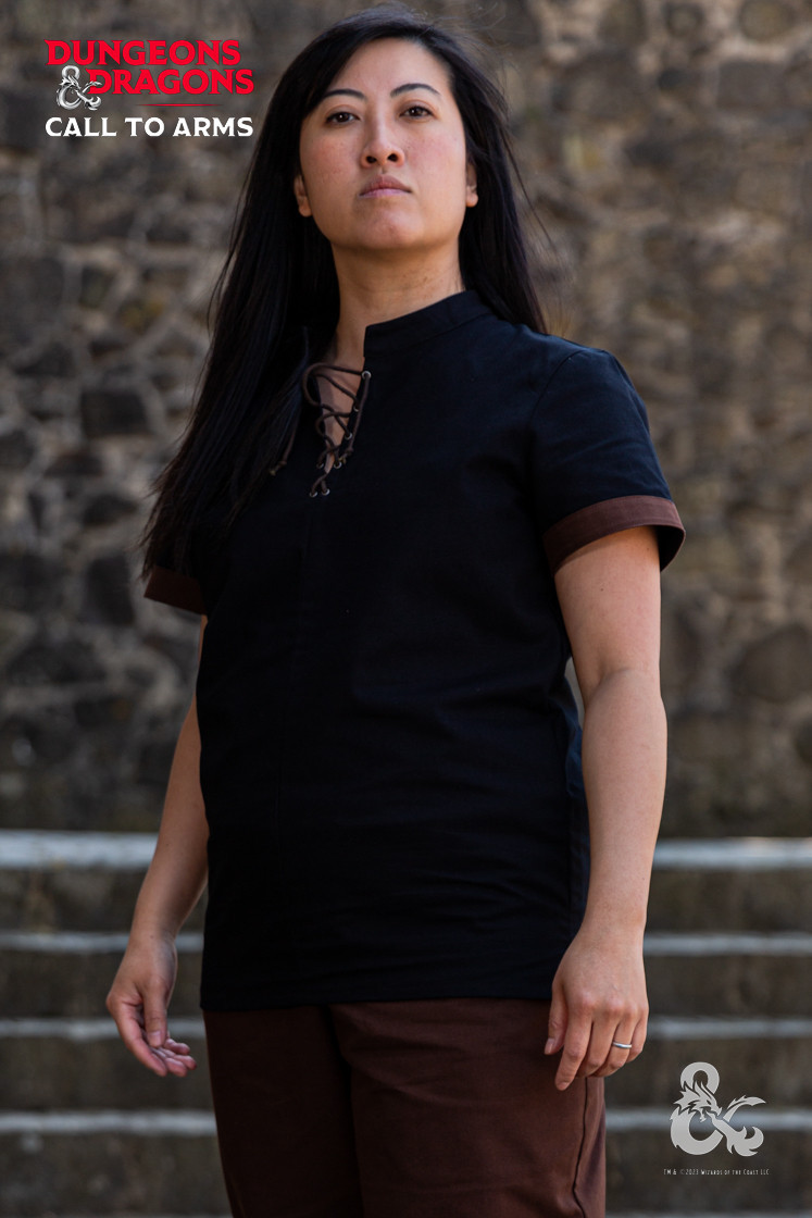 Camicia medievale Rogue, nero-marrone