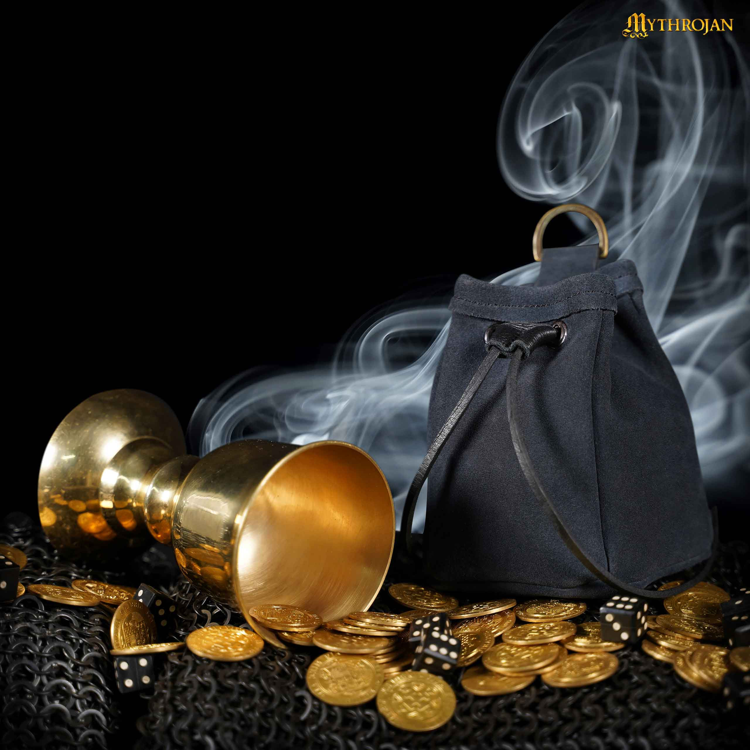 Borsa LARP medievale in pelle (12,7 x 10,1 cm.)