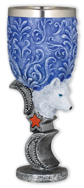 Coppa ornamentale con figura del lupo bianco (18 cm.)