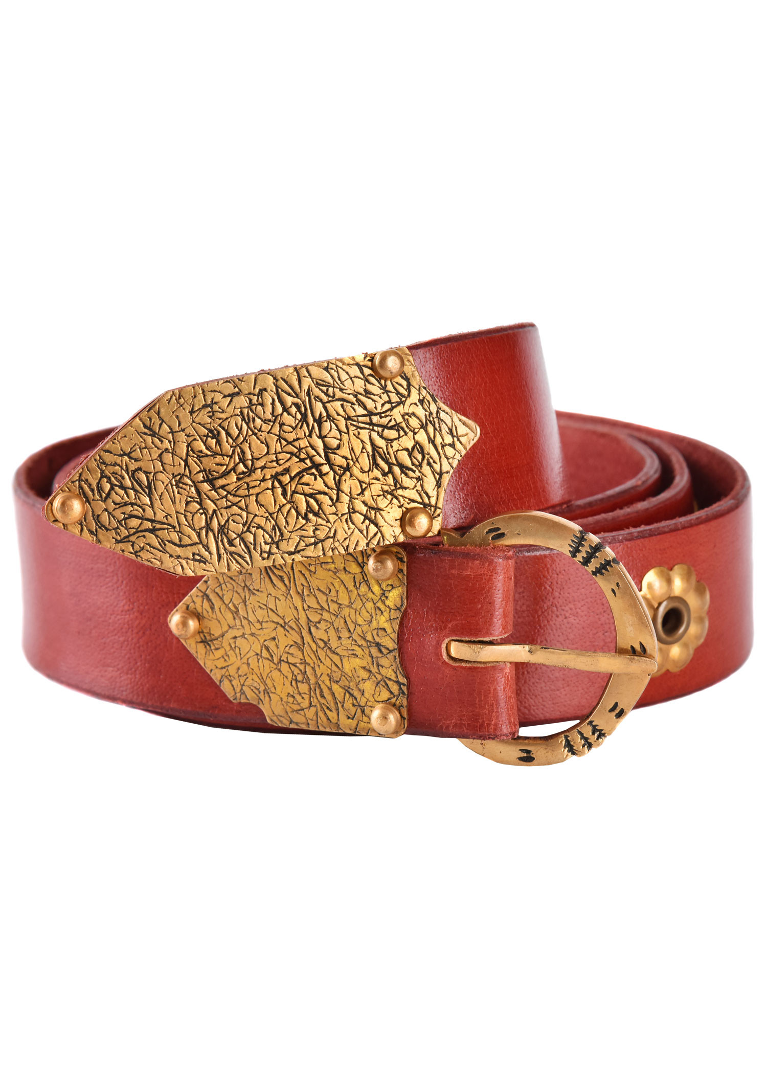 Cintura medievale rossa con motivi floreali (165 cm.)
