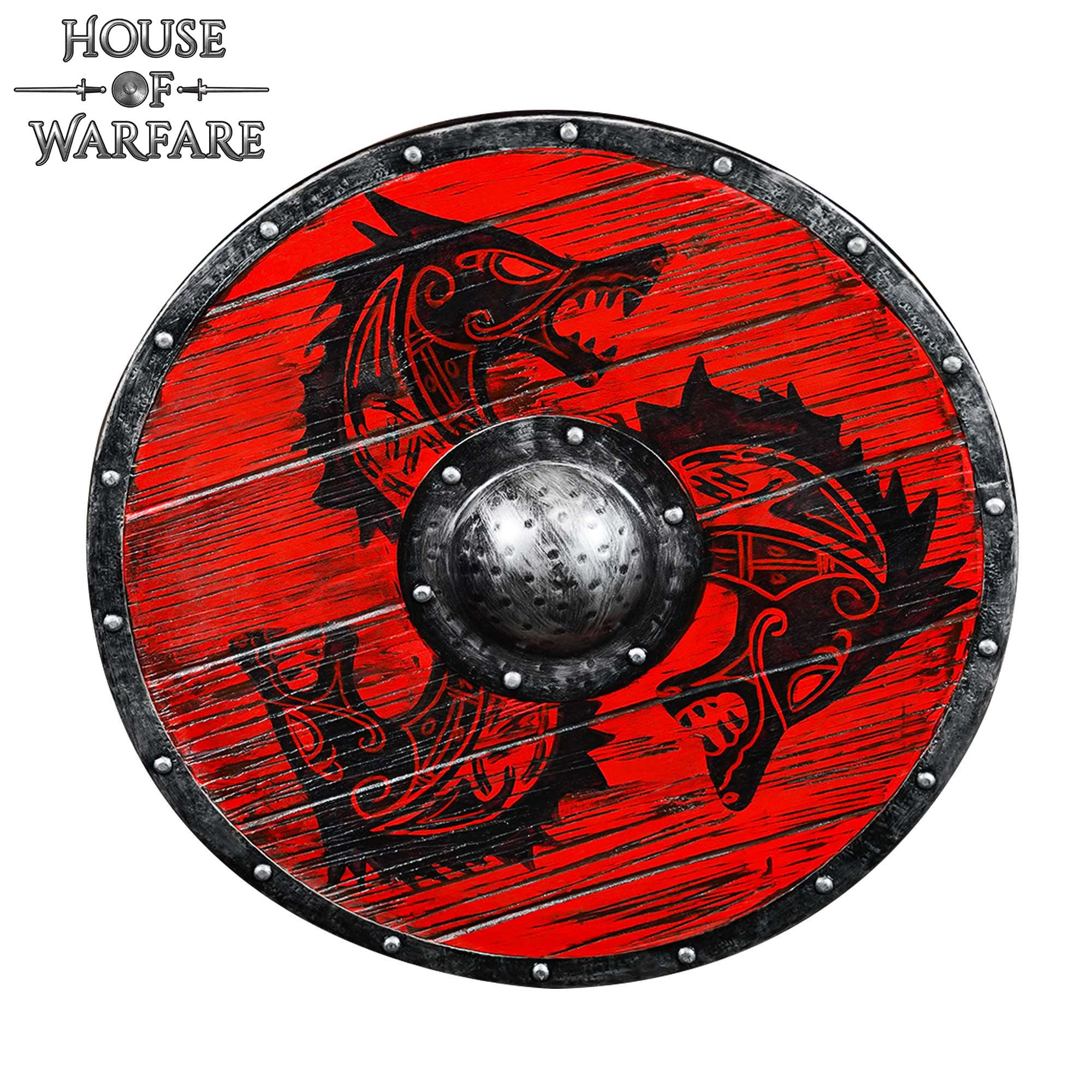 Scudo vichingo rotondo in legno modello Fenrir
