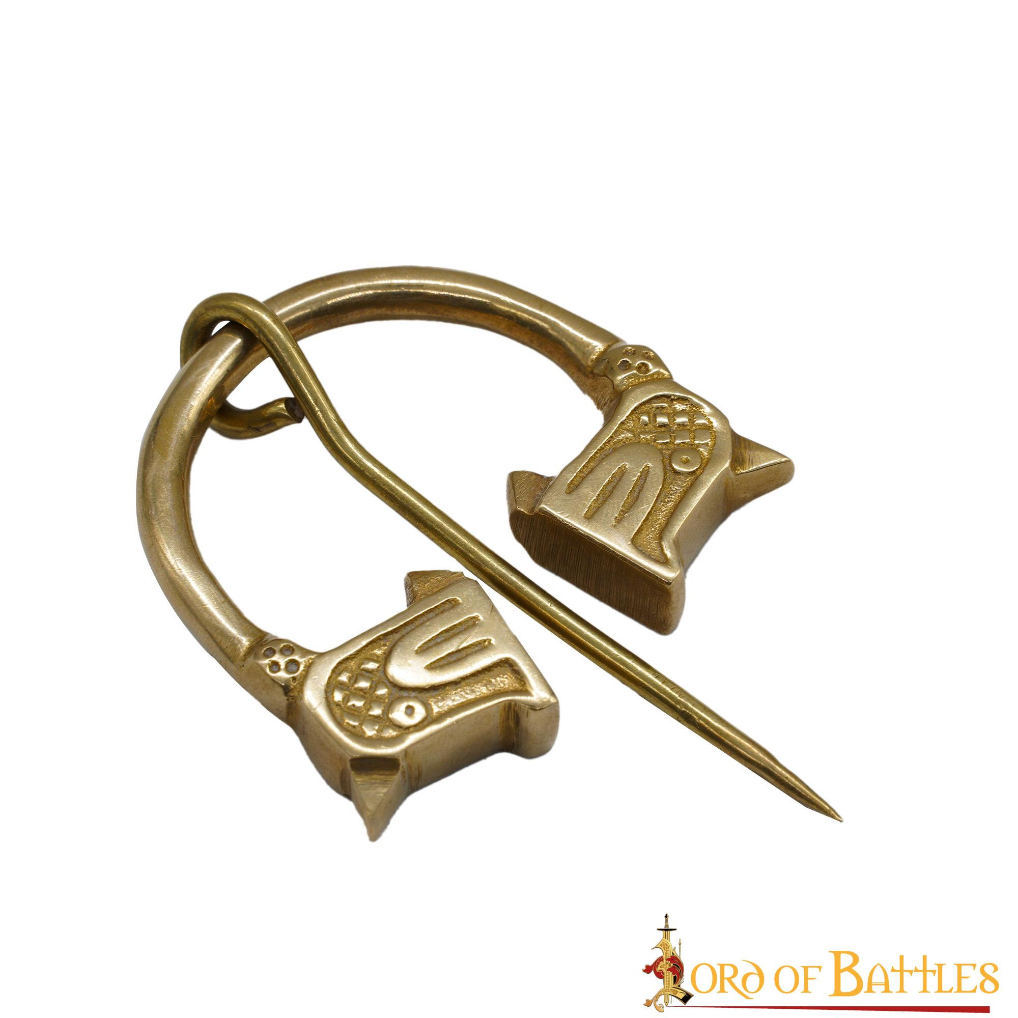 Fibula vichinga in ottone design lupo (4,5 cm.)