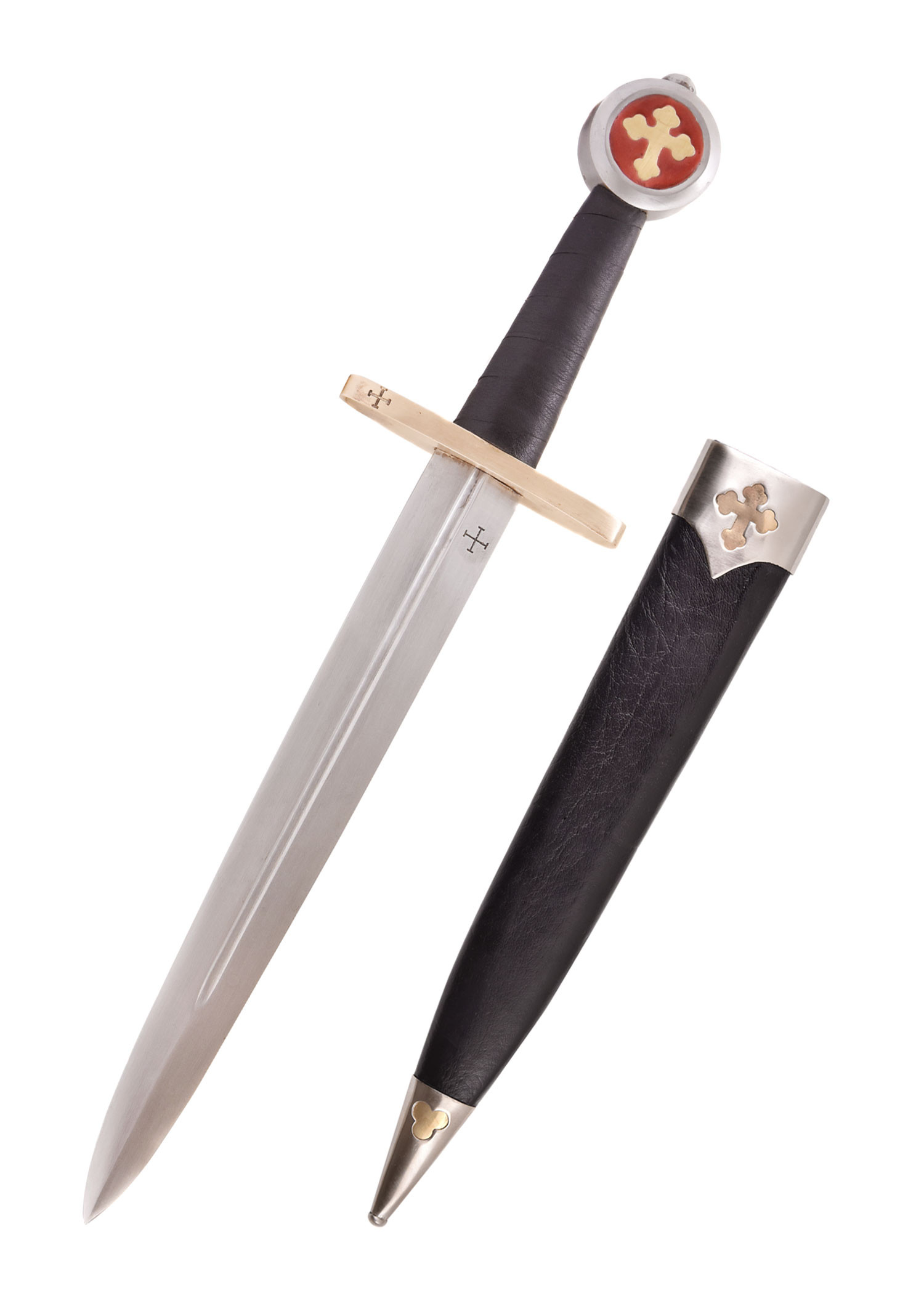 Pugnale medievale della milizia templi con fodero, 42 cm.