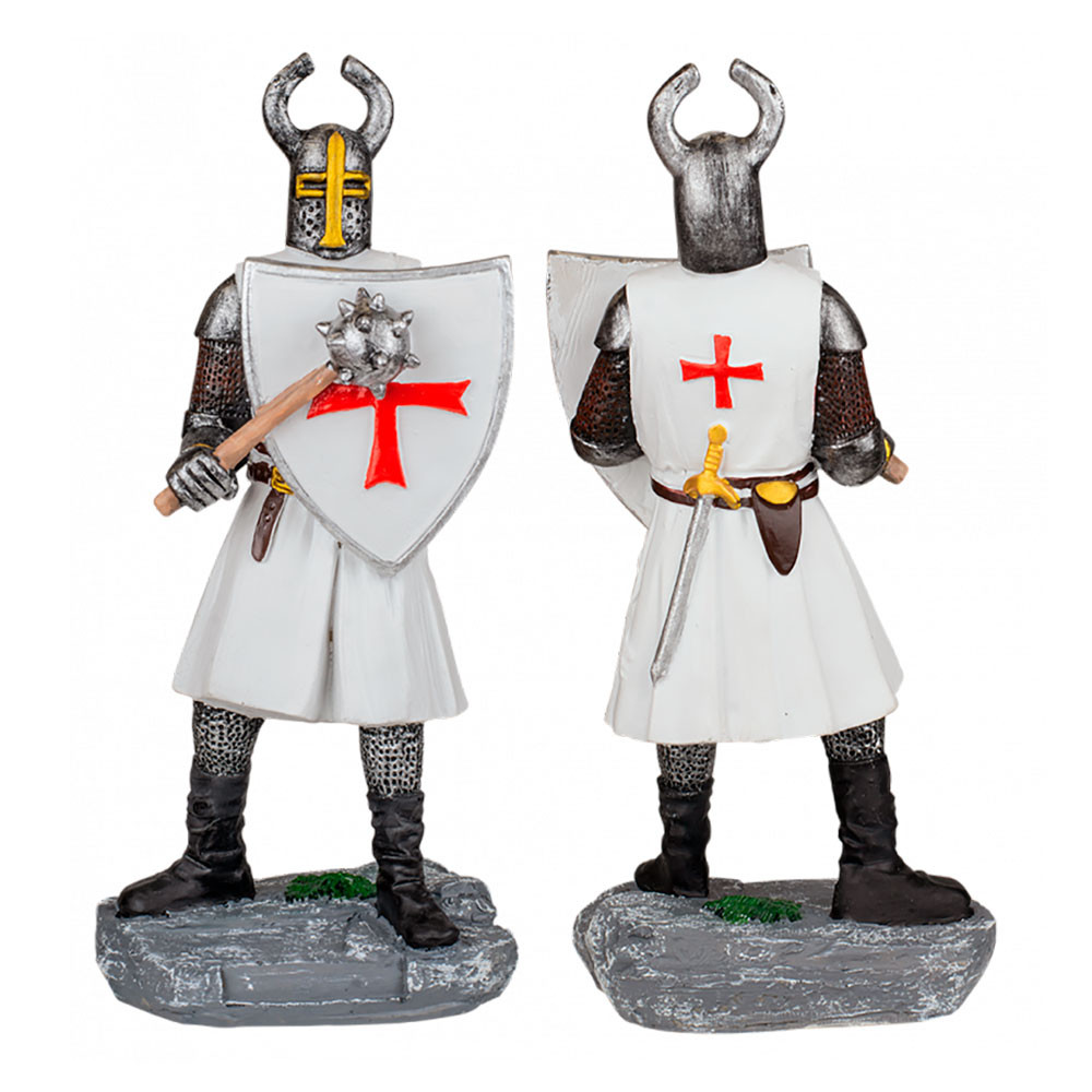 Miniatura di cavaliere templare con scudo e mazza (8 cm.)
