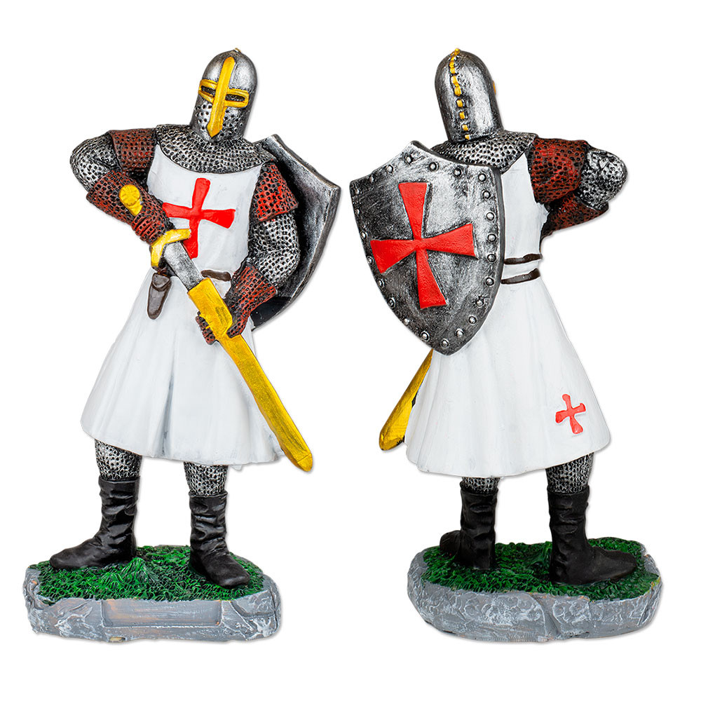 Miniatura di cavaliere templare con scudo e spada (18 cm.)
