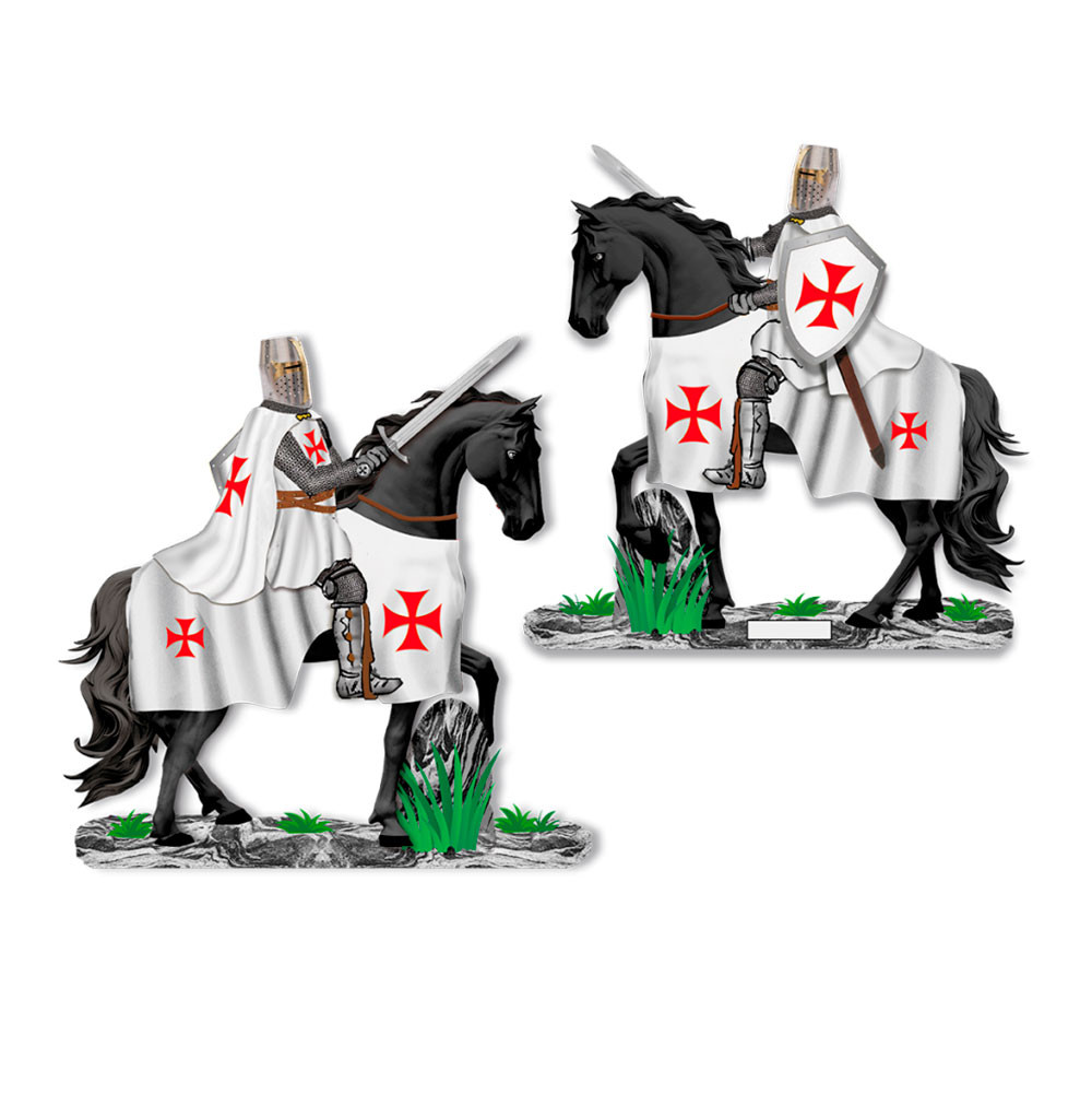 Cavaliere Templare a cavallo con spada (20 cm.)