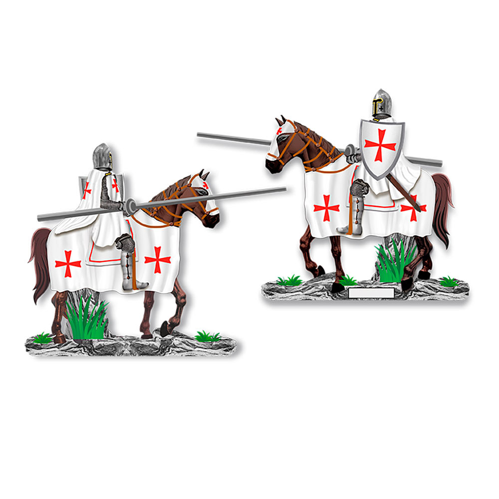 Cavaliere Templare a cavallo con scudo e lancia (12 cm.)