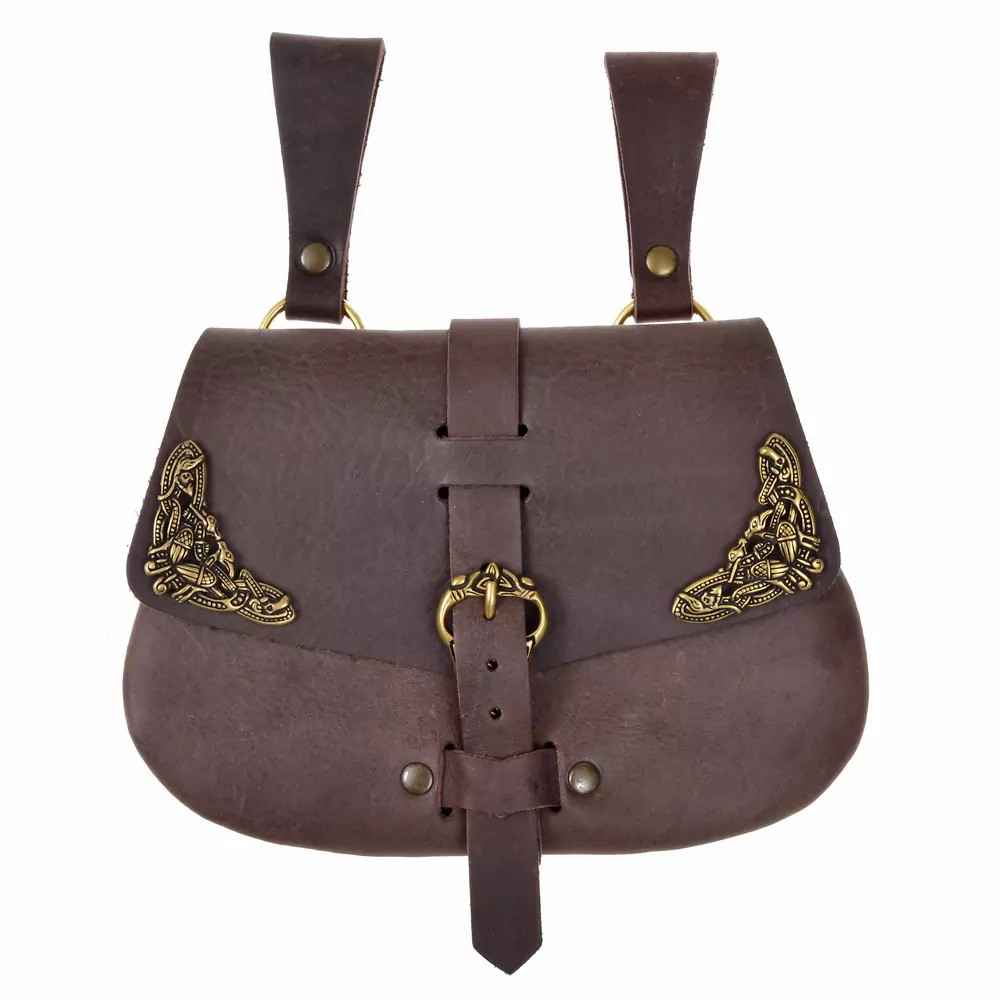 Borsa in pelle medievale irlandese (20 x 20 cm.)