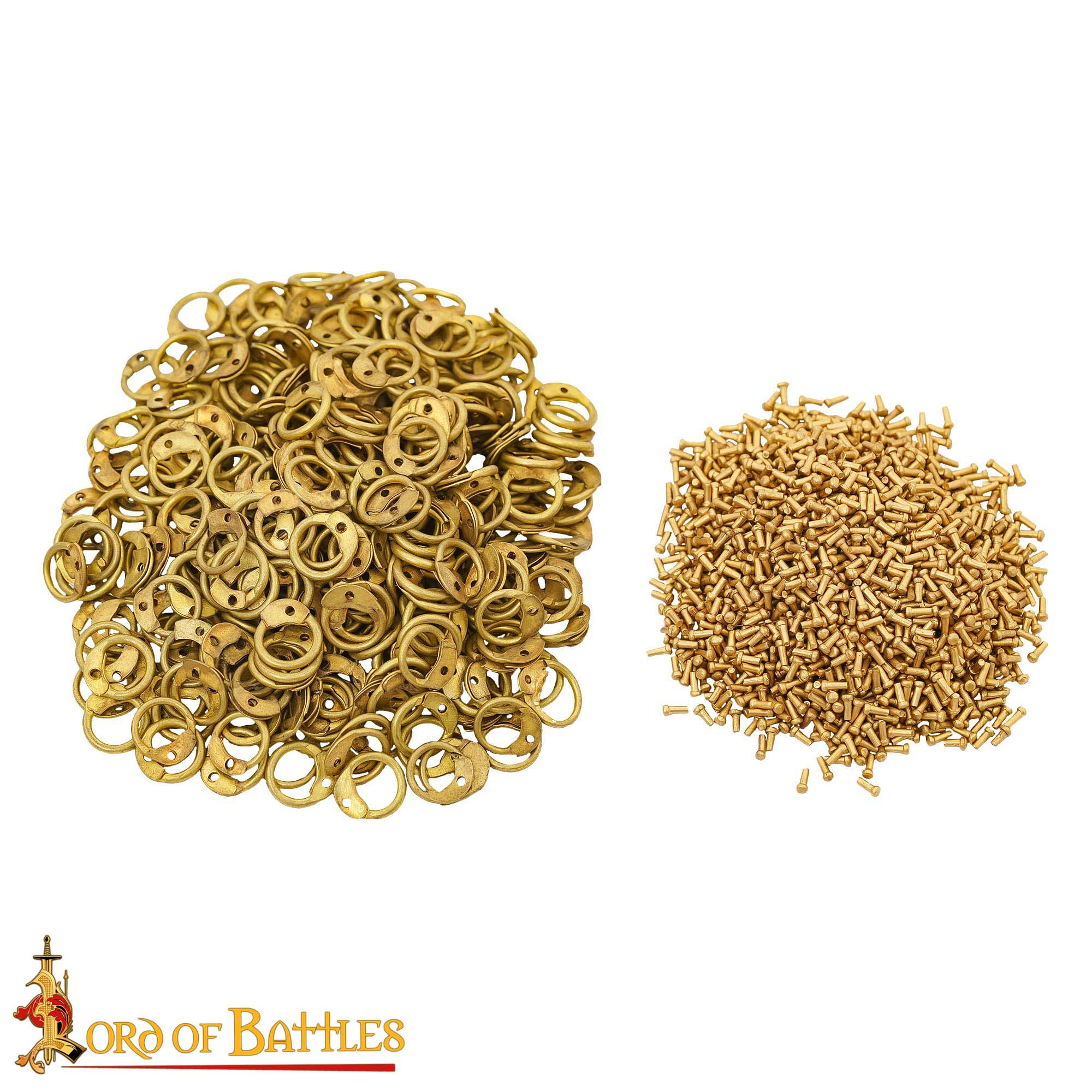 Anelli rotondi in ottone con rivetti in cotta di maglia (6 mm.)