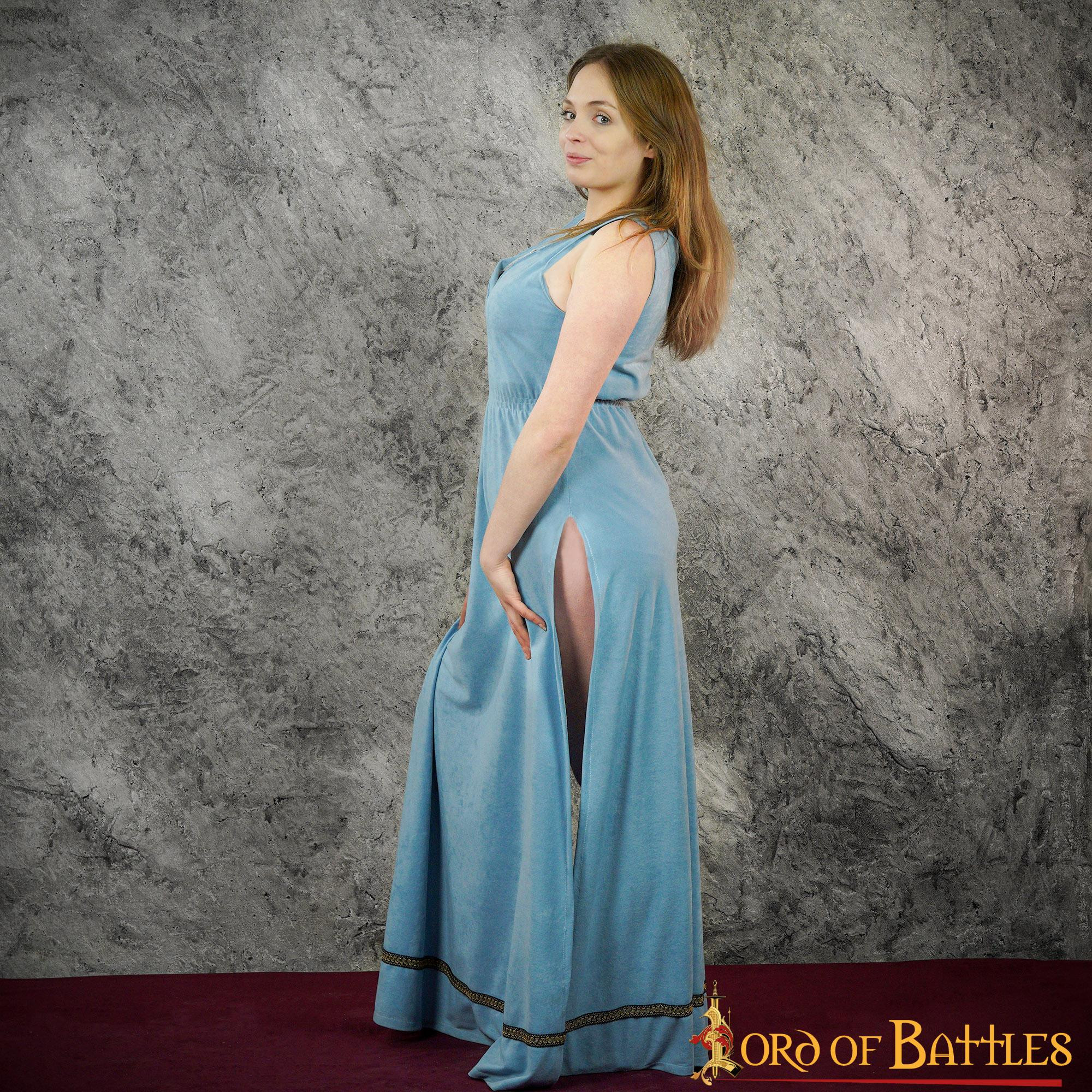 Abito medievale lungo romano da donna Blu