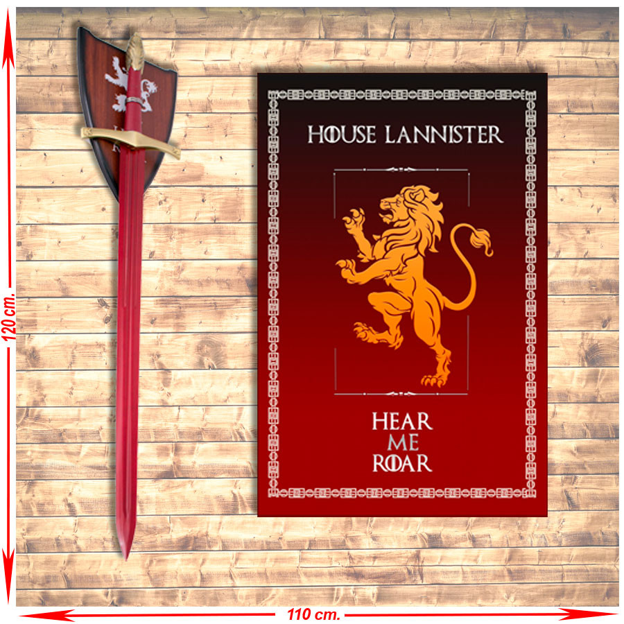 Pacchetto Banner + Spada rossa del giuramento Jamie Lannister, Il Trono di Spade