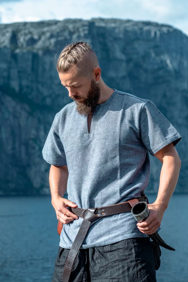 Tunica vichinga a maniche corte Edmund, grigio blu