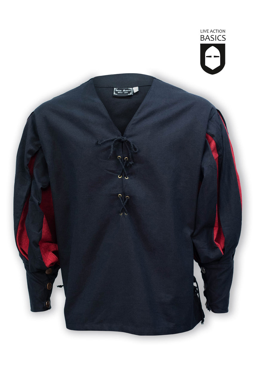 Camicia medievale Lansquenete, nero-rosso
