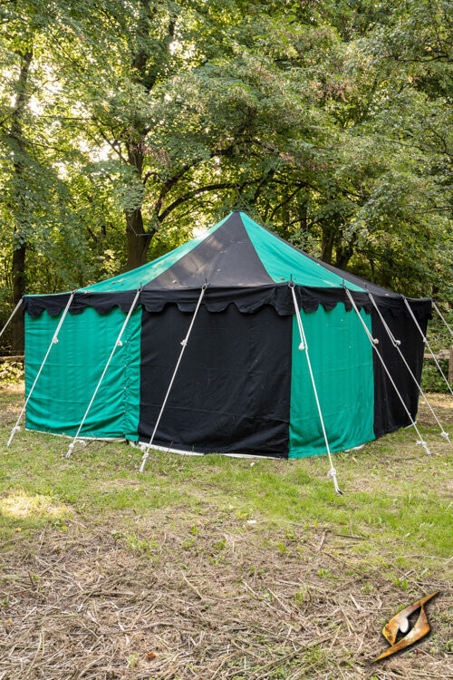 Tenda per tendoni medievale, nero-verde 4 x 4 metri (versione compatta)