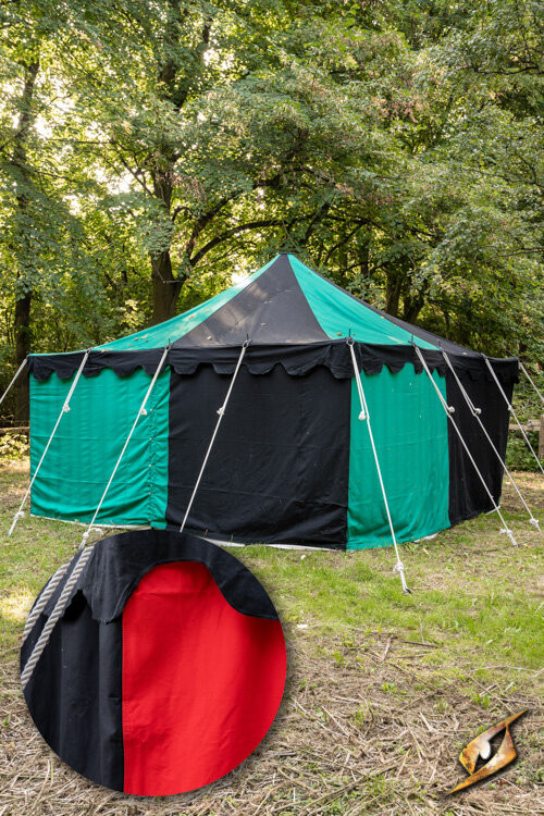 Tenda tendone medievale, nero-rosso 4 x 4 metri (versione compatta)