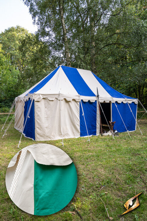 Tenda tendone medievale, verde naturale 4 x 6 metri. (Versione compatta)