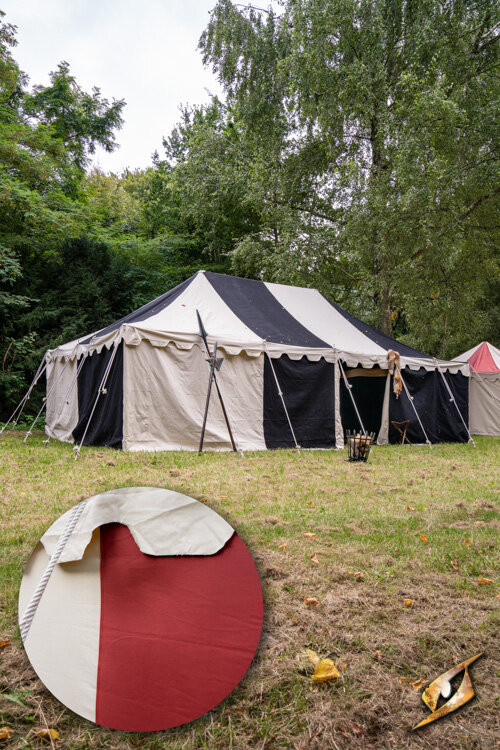 Tenda tendone medievale, rosso naturale 5 x 8 metri. (Versione compatta)