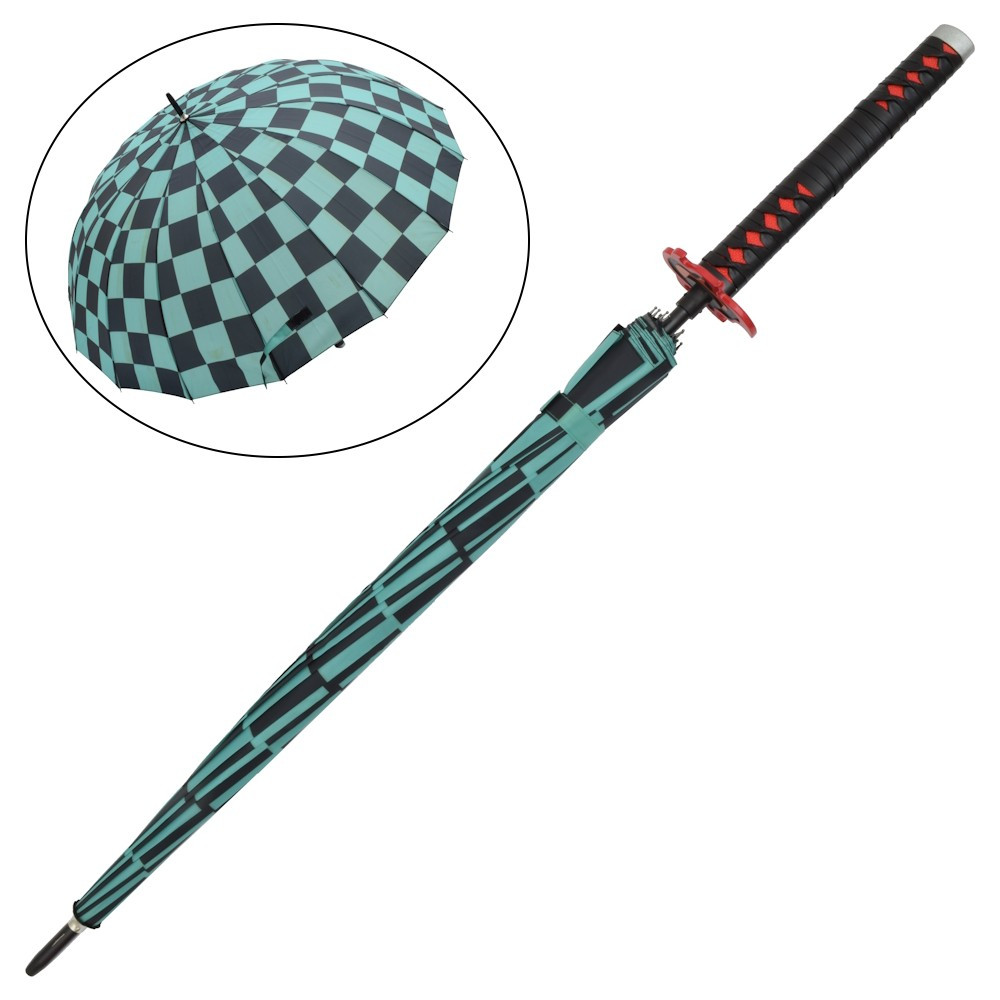 Ombrello con manico Katana di Tanjirou Kamada, Kimetsu No Yaiba (107 cm.)