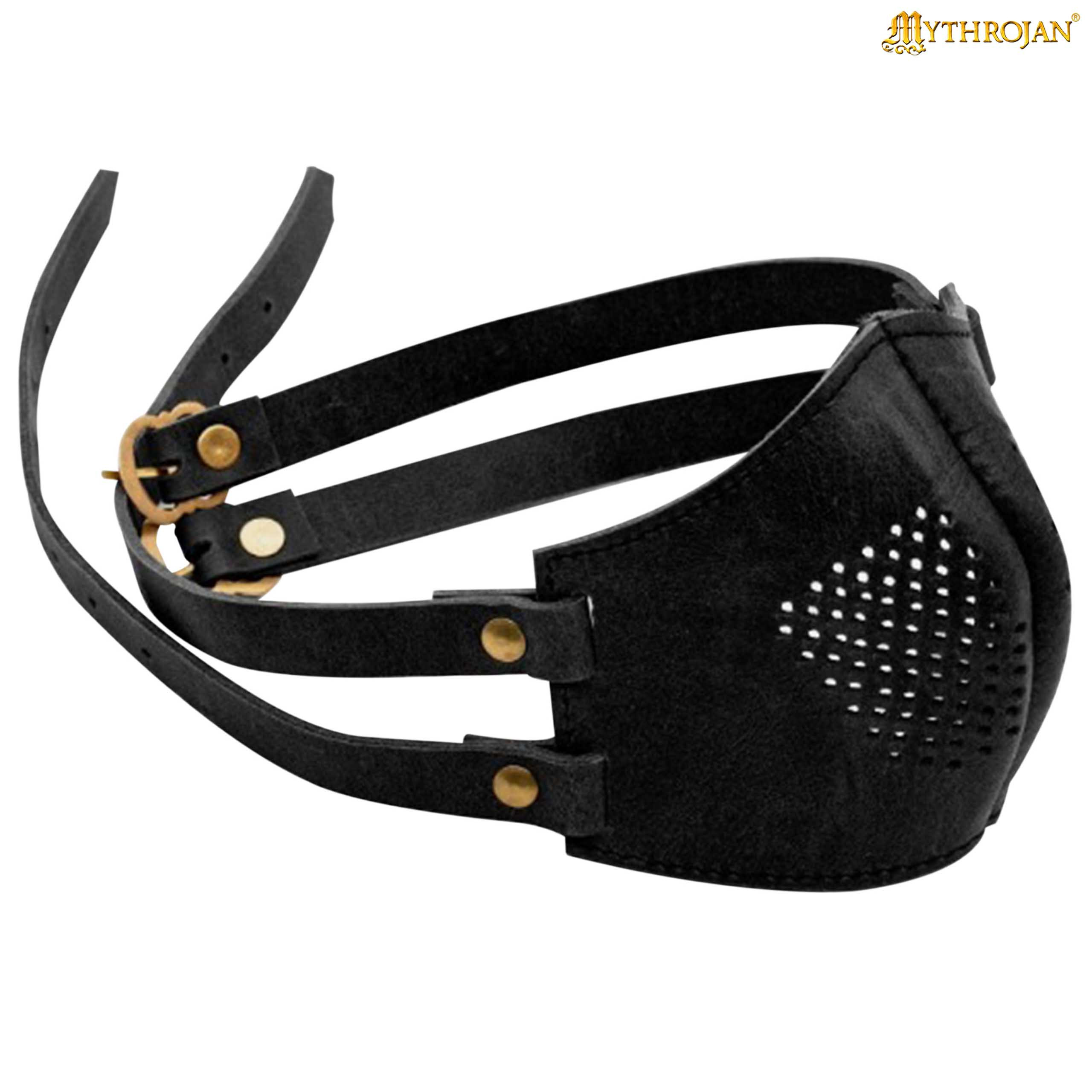 Maschera facciale in pelle per Cosplay, colore nero