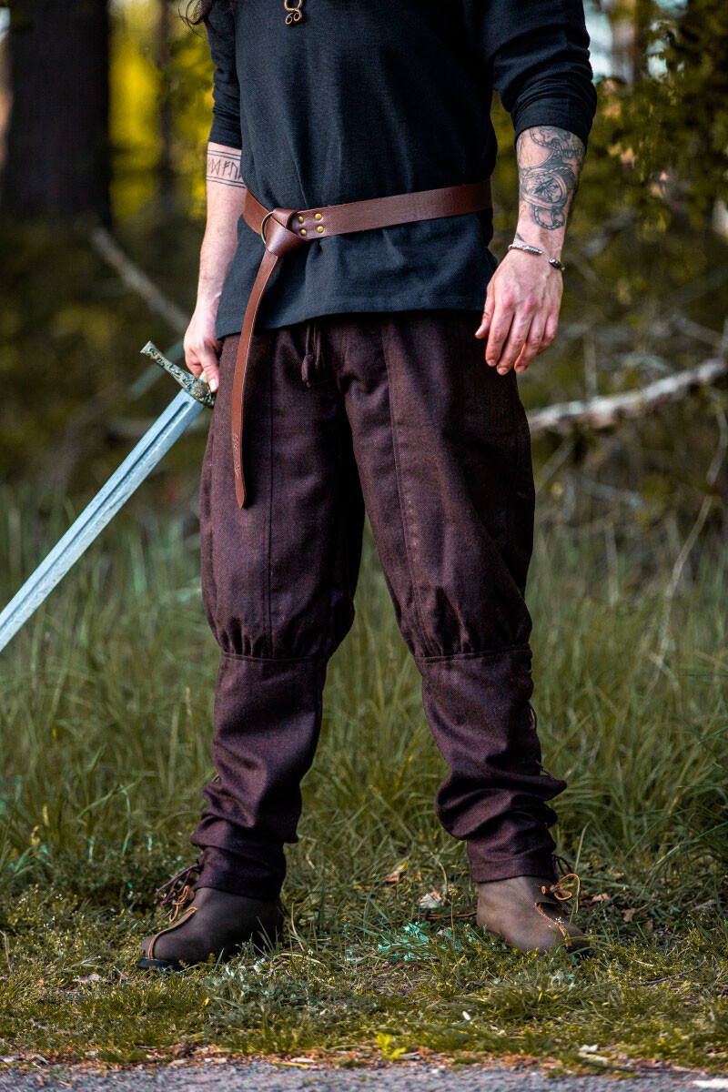 Pantaloni vichinghi in lana marrone