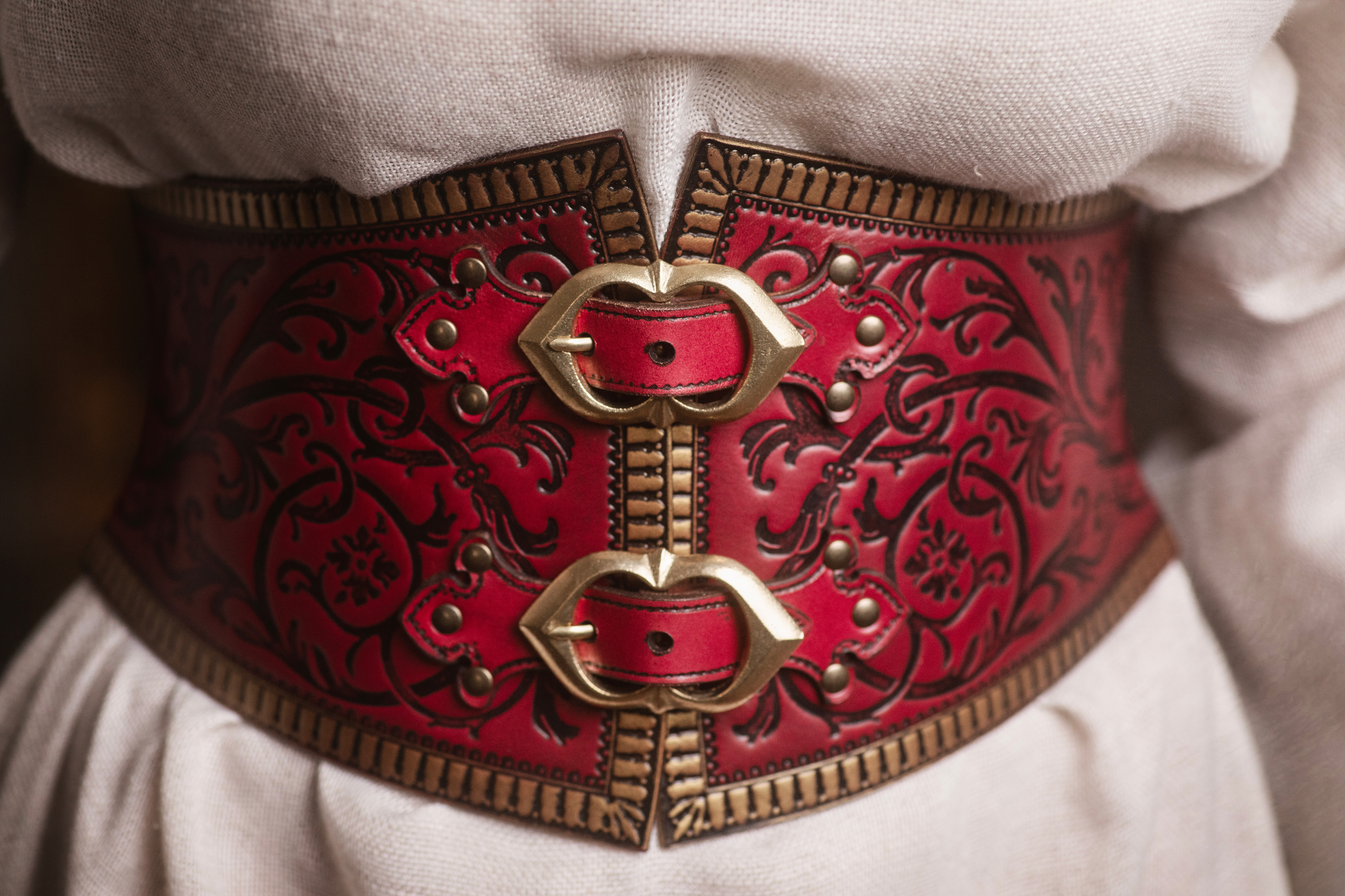 Cintura Corsetto dama Nobile con broccati - Rosso