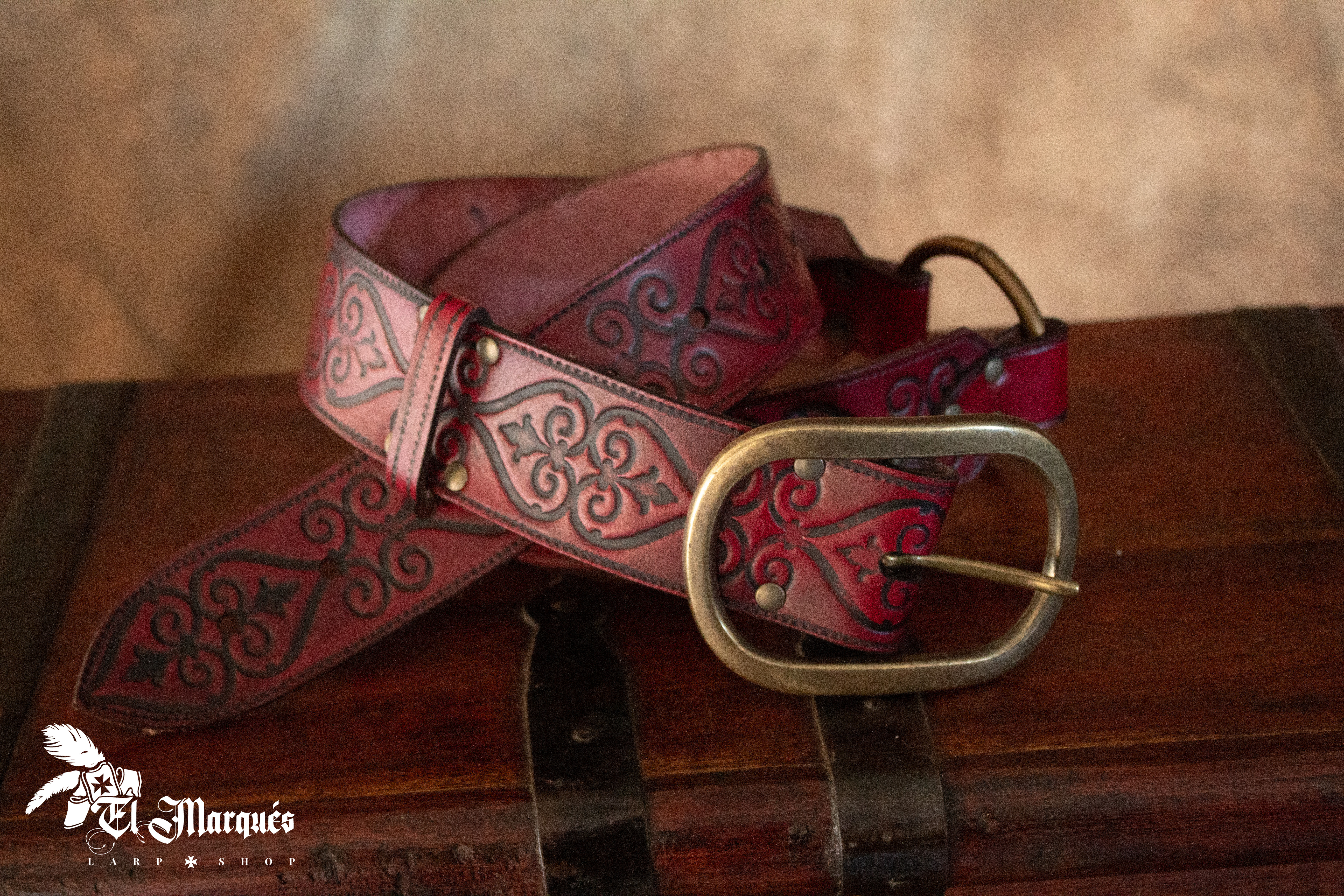 Cintura Nobile Rinascimento in pelle - Rossa