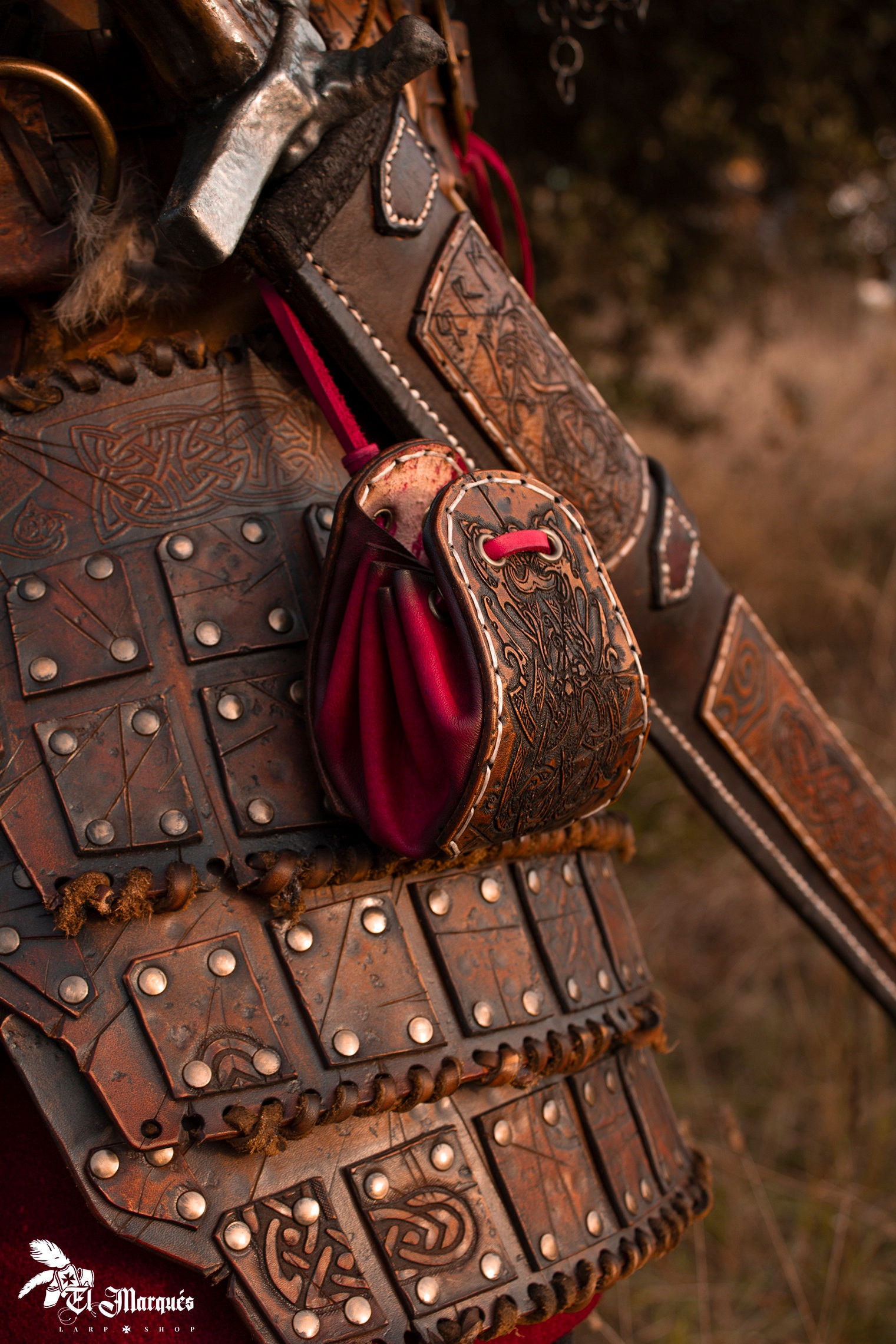 Borsa Vikinga tipo limosnera in pelle marrone