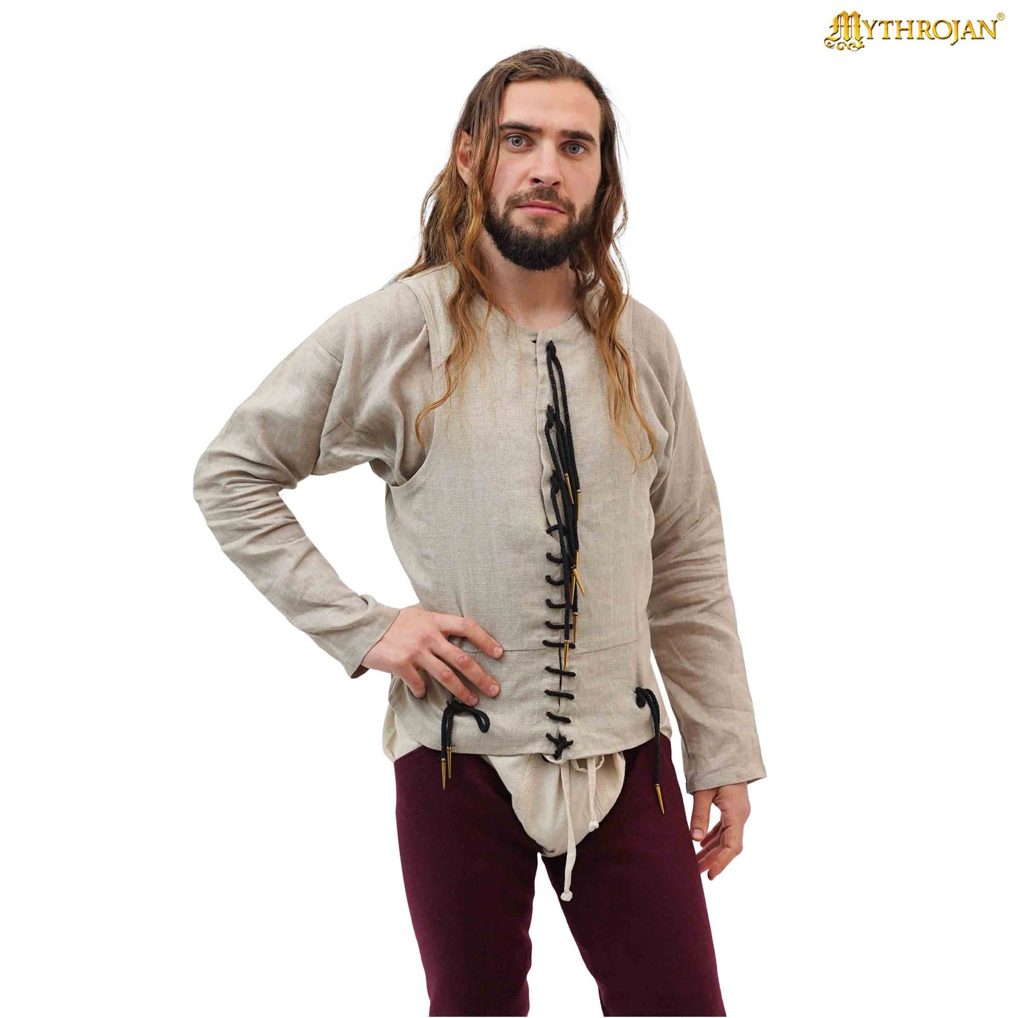 Camicia medieval senza maniche in colore crudo