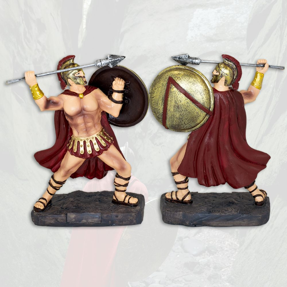 Figura in resina guerriero Spartano con lancia (12 cm.)