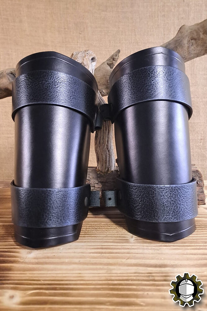 Brazaletti medievali in cuoio modello Ragnall, colore nero