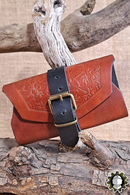 Borsa medievale in pelle marrone per 3 pozioni, Tarryon