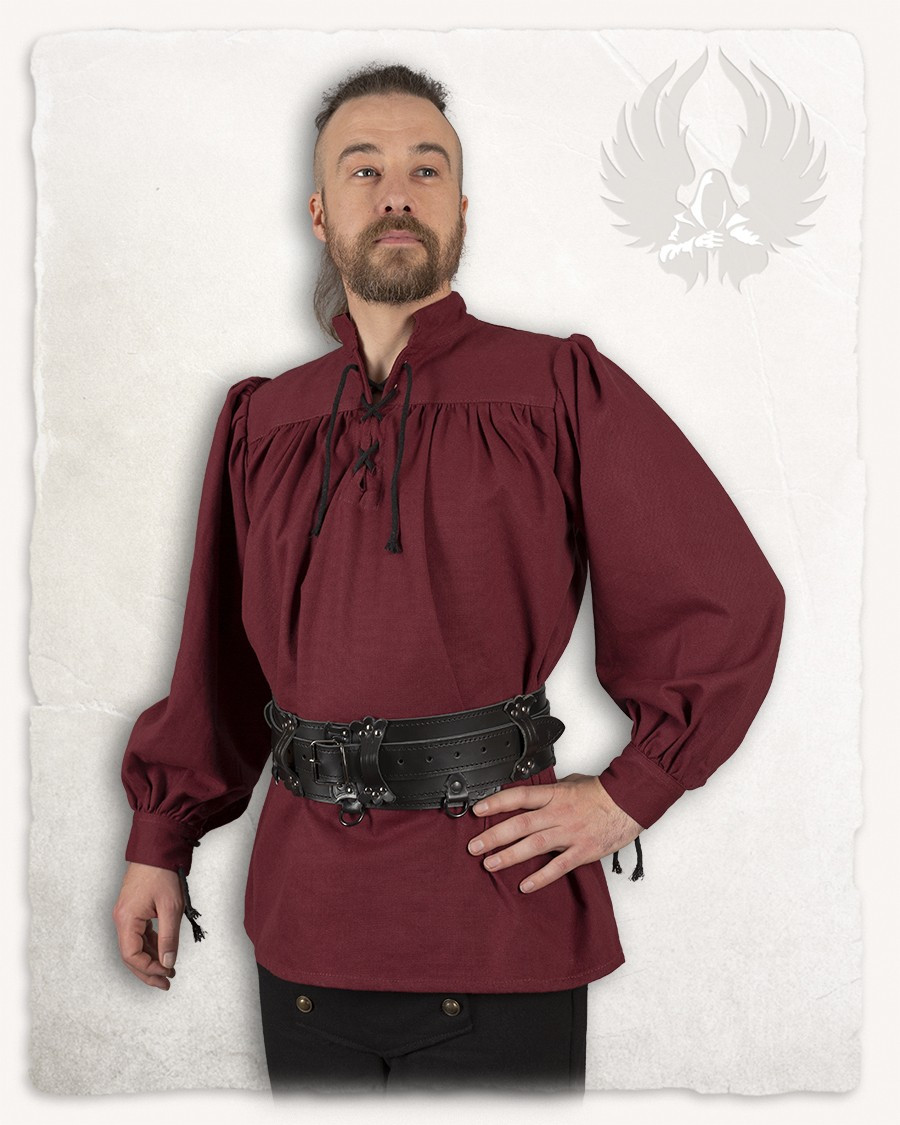 Camicia medieval in cotone modello Ansgar, colore bordeaux