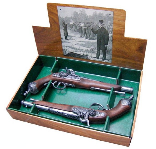 Set 2 pistolas italianas de duelo 1825 - Reppliche antiche di canyoni e mitragliatrici
