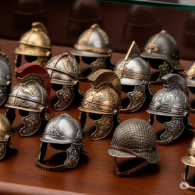 laffascinante mondo delle miniature di elmi un viaggio attraverso la storia militare 275x275 - Schinieri Greci, Romani, Vichinghi e Medievali: L'Evoluzione della Protezione delle Gambe
