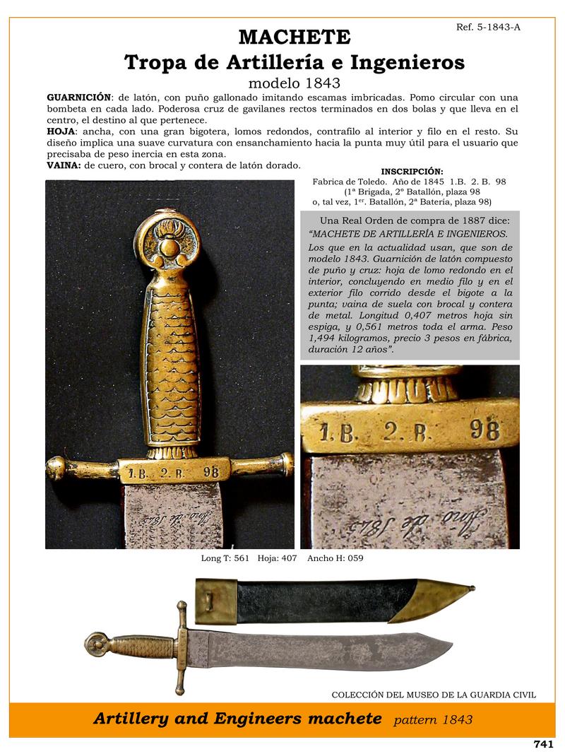 machete tropa de artillera e ingenieros modelo 1843 jpg 1752642571 1752643223 - Machete di Artiglieria Modello 1843: Design e Dettagli Unici