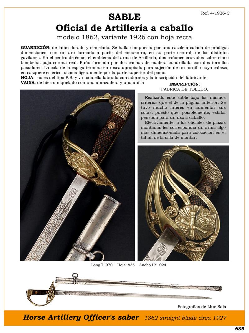sable oficial de artillera a caballo modelo 1862 variante 1926 con hoja recta jpg 1751476170 1751476511 - Sciabola da Artiglieria a Cavallo: Eleganza e Funzionalità