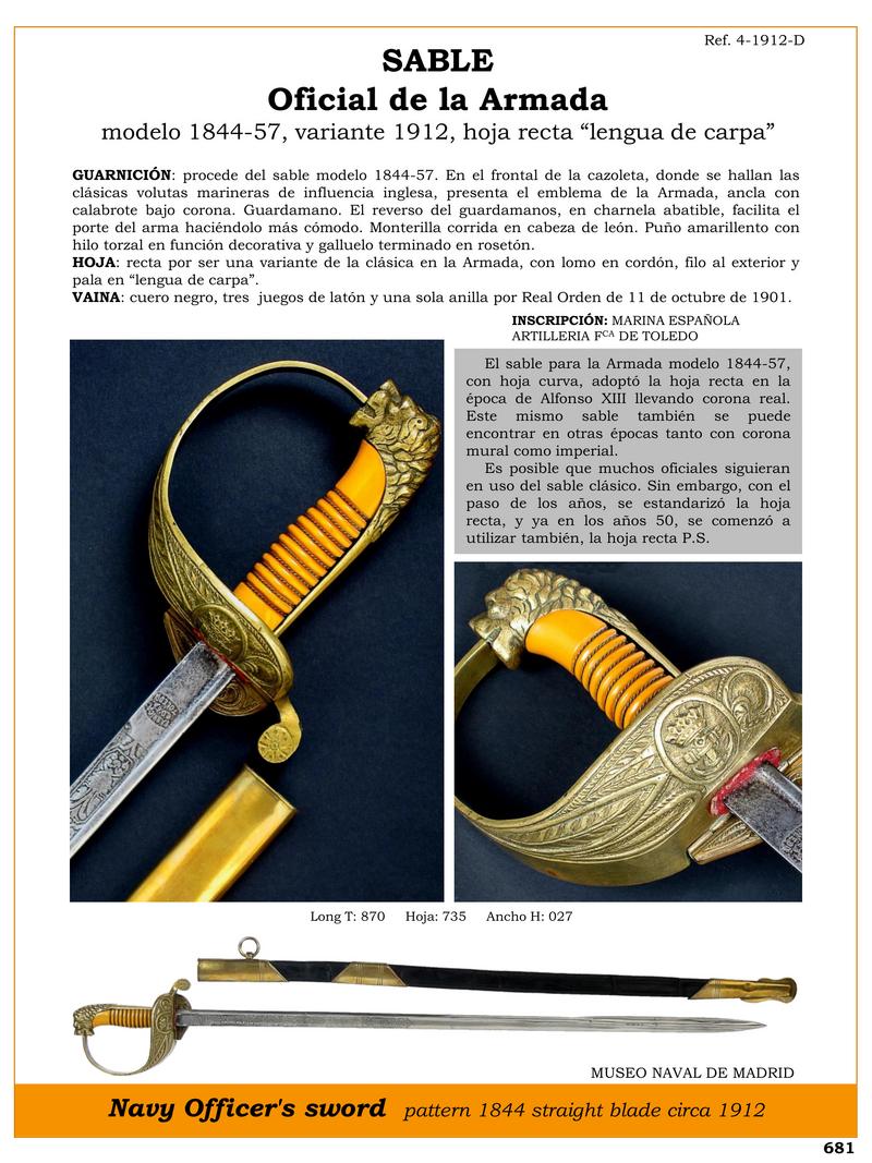 sable oficial de la armada modelo 1844 57 variante 1912 hoja rectra lengua de carpa jpg 1751389766 1751390113 - Sciabola Ufficiale della Marina: La Lama Dritta 1844-57