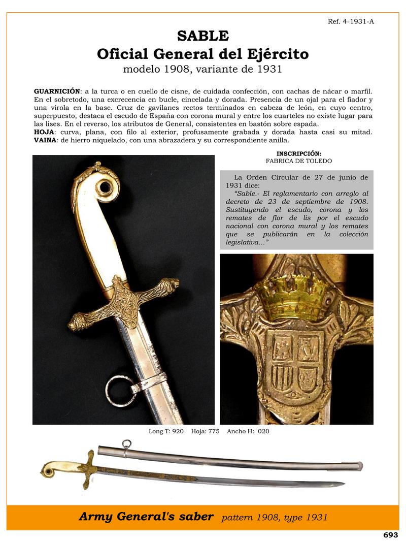 sable oficial general del ejrcito modelo 1908 variante de 1931 jpg 1751648972 1751649310 - Sciabola Militare Generale 1908: Design Elegante e Funzionale