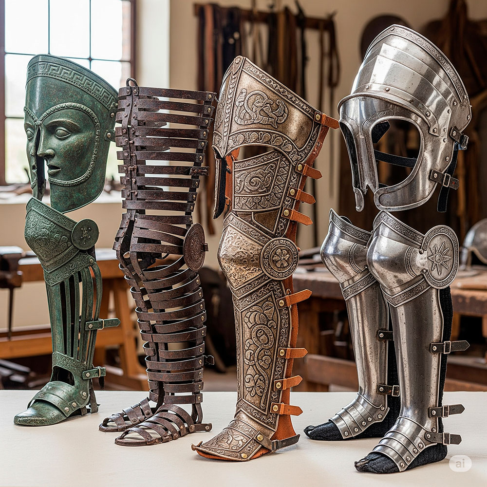 schinieri greci romani vichinghi e medievali levoluzione della protezione delle gambe - Schinieri Greci, Romani, Vichinghi e Medievali: L'Evoluzione della Protezione delle Gambe